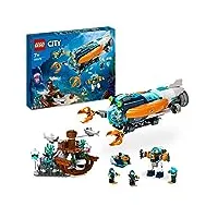 lego 60379 city le sous-marin d’exploration en eaux profondes, jouet avec drone, figurines requin, Épave et minifigurines plongeur, cadeau pour enfants, garçons, filles dès 7 ans à noël