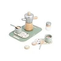 janod - le café à l'italienne - 13 accessoires en bois fsc - jouet d'imitation - service à café enfant - jouet en bois fsc - dès 2 ans, j06630