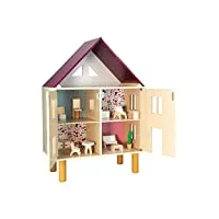 janod - maison de poupée en bois twist - 11 accessoires en bois - portes magnétiques - jouet en bois fsc - 3 ans, j06617