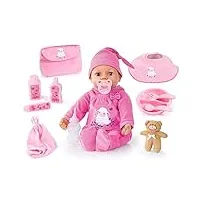 bayer design 94697al piccolina real tears poupée bébé, pleure de vraies larmes, rit, avec accessoires, rose