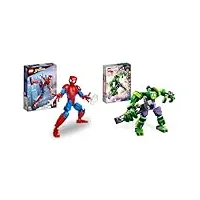 lego 76226 marvel la figurine de spider-man, jeu de construction & 76241 marvel l’armure robot de hulk, figurine avengers, jouet de construction, super-héros à collectionner