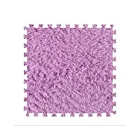 lot de 20 dalles de moquette emboîtables antidérapantes douces, puzzle carré avec bordure,tapis de sol carrés en mousse de puzzle en peluche pour l'hiver à la maison(size:60cm*60cm*1cm,color:violet)