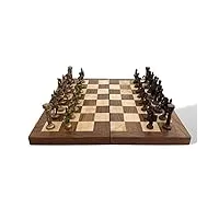 grandes figurines de jeu d'échecs étui bois laiton échecs style antique romain