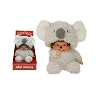 bandai - monchhichi - peluche monchhichi koala - peluche iconique des années 80 - peluche toute douce 20 cm pour enfants et adultes - se220954