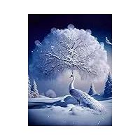 beau paon blanc comme neige en hiver - puzzle en bois de 6000 pièces - meilleur cadeau pour adultes et enfants