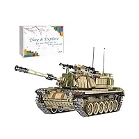 technics char militaire jouet, 1753 pièces 2 in 1 modèle de char ww2 militaire tank israel m60 magach, char jeu de construction avec mini figurine, compatible avec lego technic