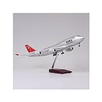 welsaa maquettes d'avion déco 47 cm pour 747 b747 modèle nwa northwest airlines avec roues de train d'atterrissage lumières résine avion avion jouet À collectionner (taille : no light)