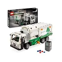 lego technic mack lr electric camion poubelle, jouet de camion Électrique, véhicule de recyclage, cadeau pour garçons et filles dès 8 ans, avec accessoires 42167