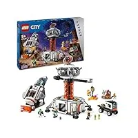 lego city la station spatiale et la base de lancement de fusées, jouet sur l'espace, cadeau pour enfants dès 8 ans, 6 minifigurines, jouet de robot et 2 figurines d'extraterrestres 60434