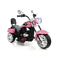 dreamade moto Électrique pour enfants 3+ ans charge max. 30kg 6v 3km/h avec phare et klaxon, véhicule tricycle rechargeable (rose)