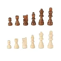 roltin pièces d'échecs en bois portables, pièces d'échecs magnétiques en bois uniquement, figurines de roi de 3 pouces, pions de jeu d'échecs (32 pièces + 2 reines)