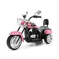 goplus moto Électrique pour enfants, véhicule Électrique 6 v à 3 roues avec vitesse 2,5-3km/h,charge 30 kg, scooter pour garçons et filles à partir de 3 ans, 91 x 48 x 64 cm (rose)