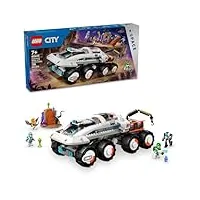 lego city command rover and crane loader ensemble de construction de jouets spatiaux 4 figurines d'astronaute, robot spatial, 2 figurines d'action extraterrestres, cadeau pour garçons, filles et