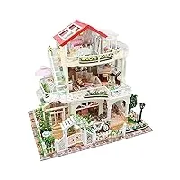 leonys maison de poupée grande villa, modèle de construction assemblé à la main, meubles for filles, puzzle for enfants, maison de poupée miniature for petites filles