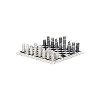vente-unique - jeu de société - echiquier - marbre noir et blanc - l30.5 x h2.54 x p30.5 cm - chessy