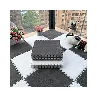tapis de sol en mousse puzzle en peluche douce, 150 pièces, 144 pieds carrés, carreaux de moquette emboîtables, tapis de jeu carré, salle de jeux, chambre à couch(size:0.23 inch,color:gris+blanc)