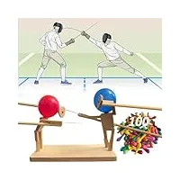 acdolf balloon bamboo man battle, marionnettes d'escrime en bois faites à la main, combat de ballons au rythme rapide pour 2 joueurs - excitant et amusant (20cm x 15mm, 100 ballons)