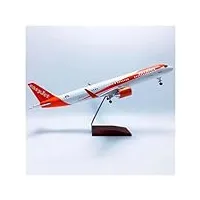 welsaa maquettes d'avion déco modèle d'avion a321 en résine plastique, Échelle 1/80, 47cm, lumière led et train d'atterrissage, modèle d'avion, jouet