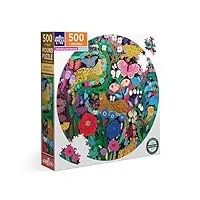 eeboo jaguars and butterflies carton recyclé-puzzle rond coloré 500 pièces-pzfjgb