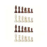 gerrit jeu d'échecs 34 pièces d'échecs internationaux en bois sans plateau, figurine de pièces d'échecs king de 3,8 pouces, 2 reines supplémentaires et sac de rangement