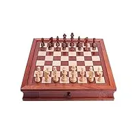 jeu d'échecs échecs jeu d'échecs en bois magnétique de 16,5 pouces, jeux d'échecs en acajou, jeu d'échecs en bois avec rangement jeu d'echec echecs internationaux