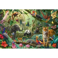 puzzle 100 piã¨ces : faune colorã©e dans la jungle