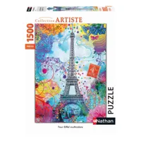 puzzle 1500 piã¨ces : tour eiffel multicolore