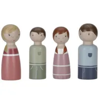 set 4 poupées en bois famille rosa pour maison de poupée