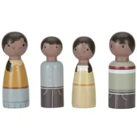 set 4 poupées en bois famille evi pour maison de poupée