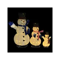 vidaxl décoration de noël figurines de famille bonhomme de neige à led