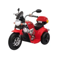 moto électrique pour enfants scooter 3 roues 6 v 3 kmh effets lumineux et sonores top case rouge