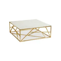 table basse carrée puzzle marbre et métal or