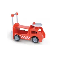 porteur camion de pompiers en bois - vilac - rouge