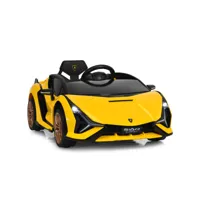 voiture de sport électrique 12v pour enfants 3-8ans, 2 portes papillons, effets sonores et lumineux 108x64x41cm jaune
