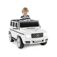 giantex  voiture électrique enfants 3 ans+mercedes benz g500 12v-charge 30kg-télécommande 2,4g-effets sonores lumineux-3-6 kmh blanc