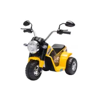 moto électrique enfant chopper tout-terrain  6 v 20 w marche av ar 3 roues effets lumineux et sonores jaune noir