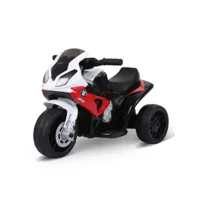 moto électrique pour enfants 3 roues 6 v 2,5 km/h effets lumineux et sonores rouge bmw s1000 rr