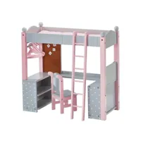 lit superposé mezzanine avec bureau et étagères de rangement pour poupée poupon jouet olivias little world td-0204ag