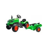 tracteur pour enfant à pédales avec capot ouvrant et remorque x tractor