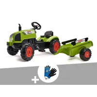 tracteur enfant claas arion 410 avec remorque 2 à 5 ans falk + gants