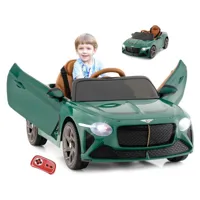 giantex  voiture électrique enfant 3-8 ans 12v bentley bacalar avec télécommande 2,4g-lumières led/klaxon/musique-charge 30kg vert