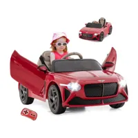 giantex  voiture électrique enfant 3-8 ans 12v bentley bacalar avec télécommande 2,4g-lumières led/klaxon/musique-charge 30kg rouge