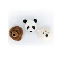 peluche trophée mini 3 petites têtes d'ours & panda collection forêt