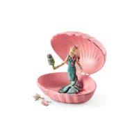 schleich - figurine 70564 sirene avec bébé phoque dans un coquillage sch70564