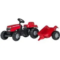 véhicule à pédale rolly toys tracteur escaliers rollykid massey ferguson rouge junior