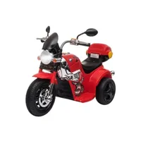 véhicule électrique pour enfant homcom moto électrique pour enfants scooter 3 roues 6 v 3 km/h effets lumineux et sonores top case rouge