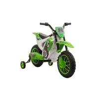 véhicule électrique pour enfant homcom moto cross électrique pour enfant 3 à 5 ans 12 v 3-8 km/h avec roulettes latérales amovibles dim. 106,5l x 51,5l x 68h cm vert