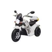 véhicule électrique pour enfant homcom moto électrique pour enfants scooter 3 roues 6 v 3 km/h effets lumineux et sonores top case blanc