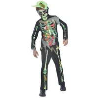 déguisement enfant amscan costume toxic zombiejunior noir/citron vert 8-10 ans 4 pièces