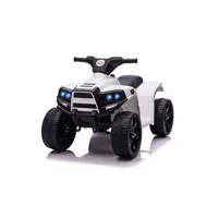 véhicule électrique pour enfant homcom voiture 4x4 quad buggy électrique enfant 18-36 mois 6 v 3 km/h max. effet lumineux sonores métal pp blanc noir